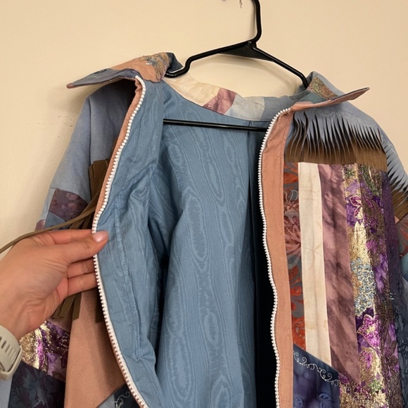 Vintage Handmade Patchwork Faux Suede Jacket L - Picture 6 of 10